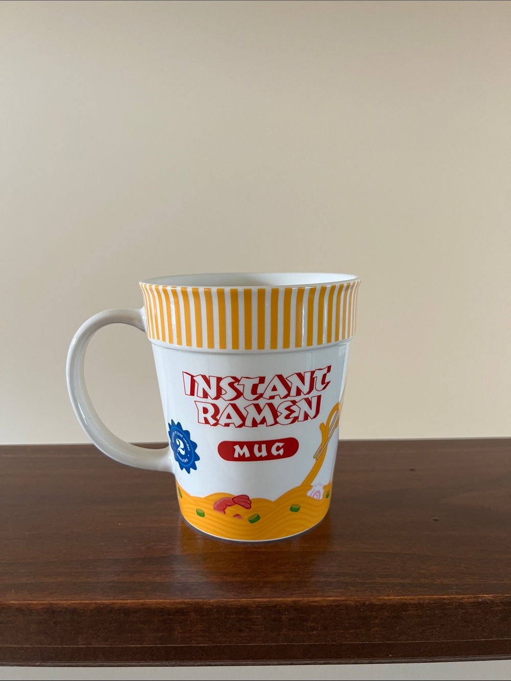 Instant Ramen Mug - Yellow and White Ceramic Cup